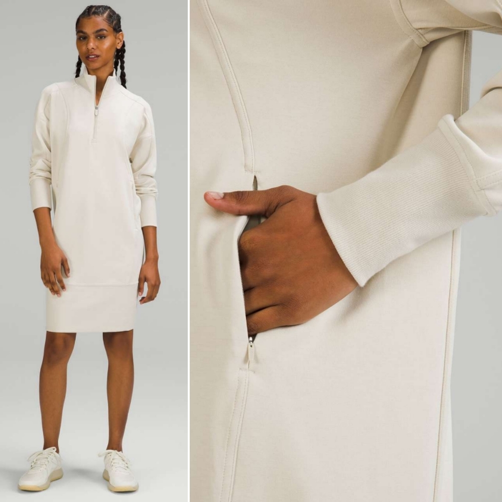 lululemon athletica Cream Half-Zip Long-Sleeve Sweatshirt Dress